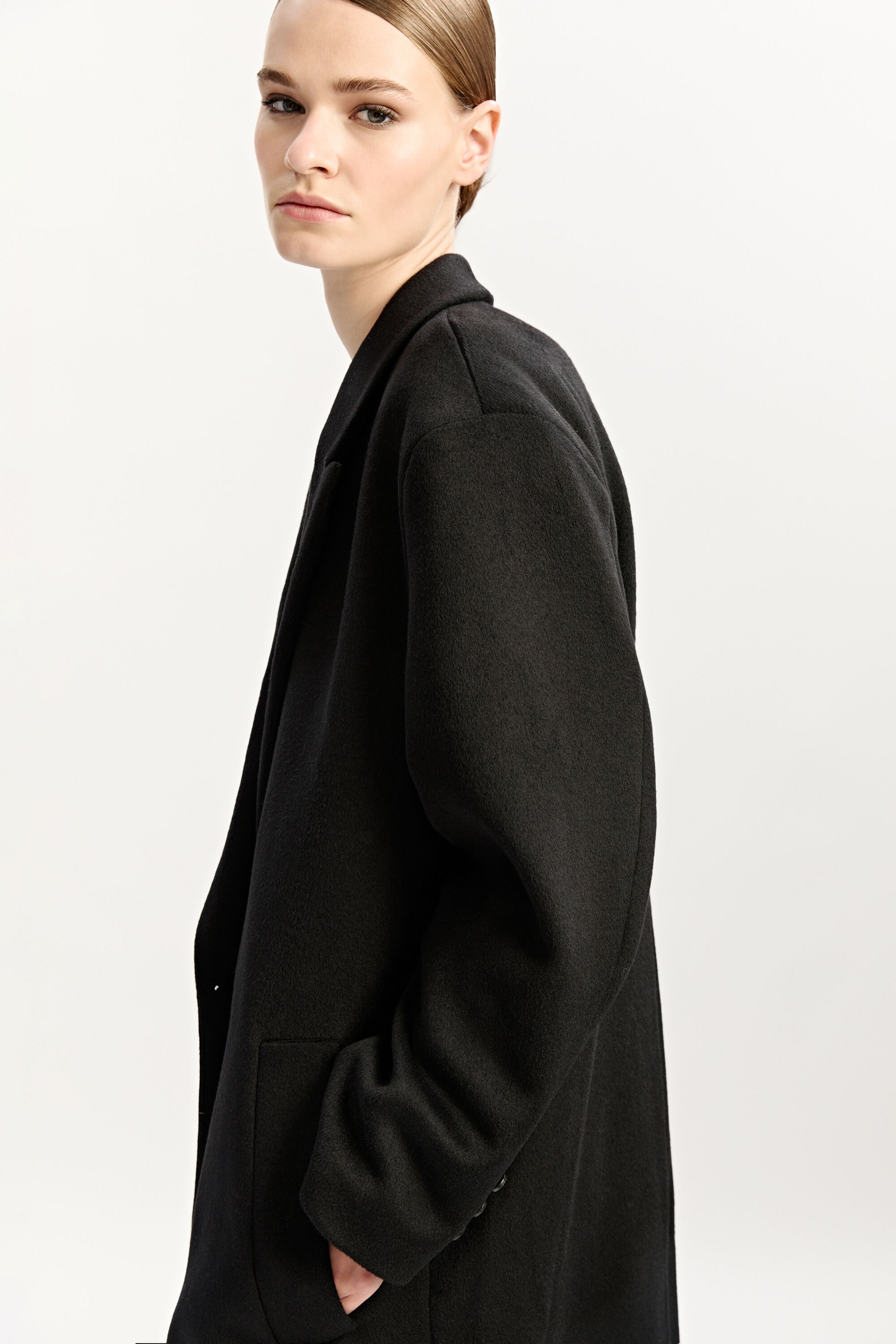 Womens oversized black coat cheap