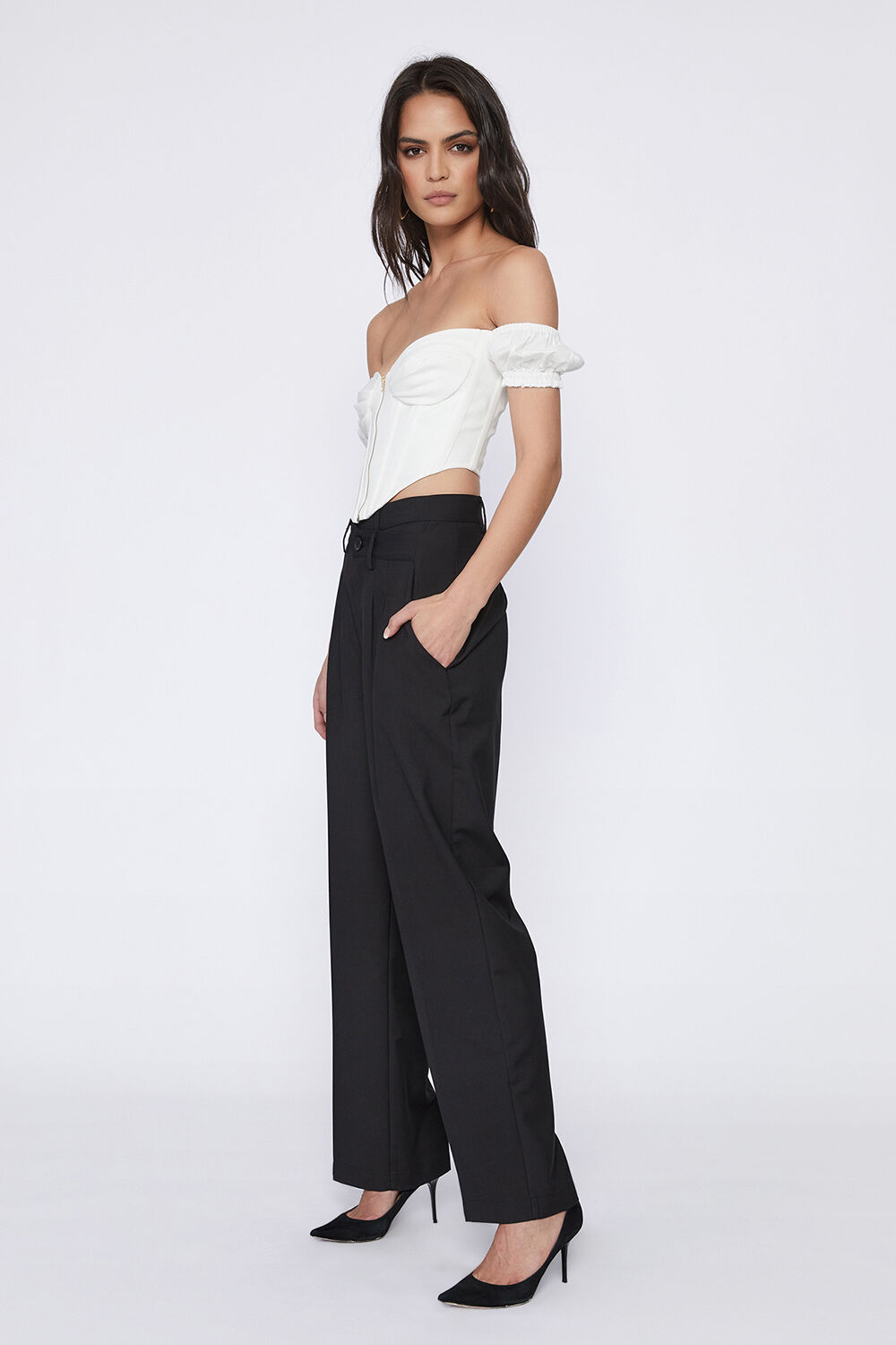 THE CROSS FRONT PANT in colour CAVIAR
