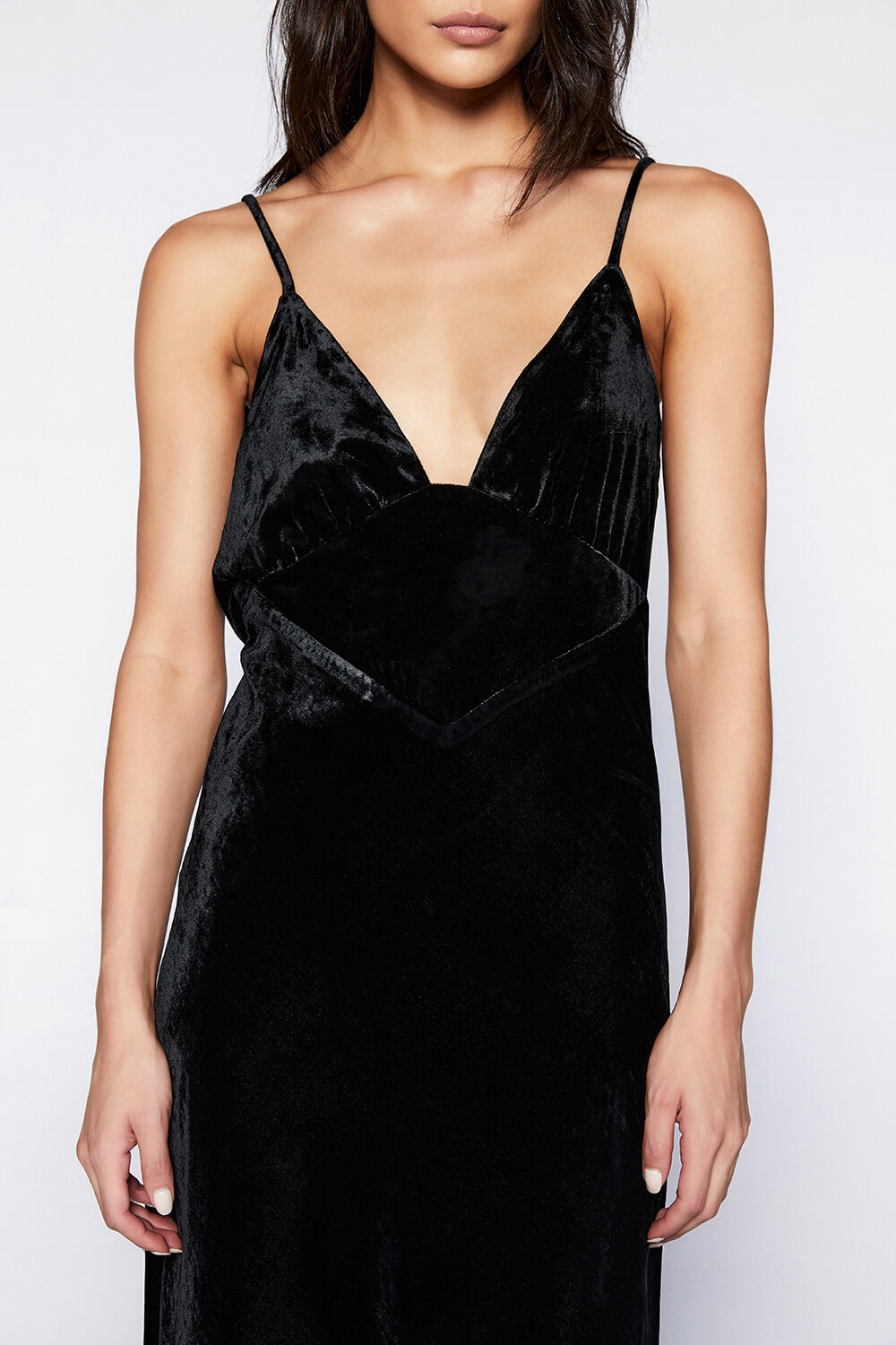 CAPRI VELOUR SLIP DRESS in colour CAVIAR