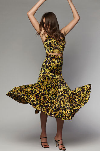 SCARF PLEAT SKIRT in colour BLACK BEAN