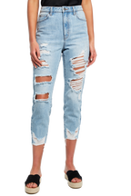 THE MUM JEAN in colour DUSTY BLUE