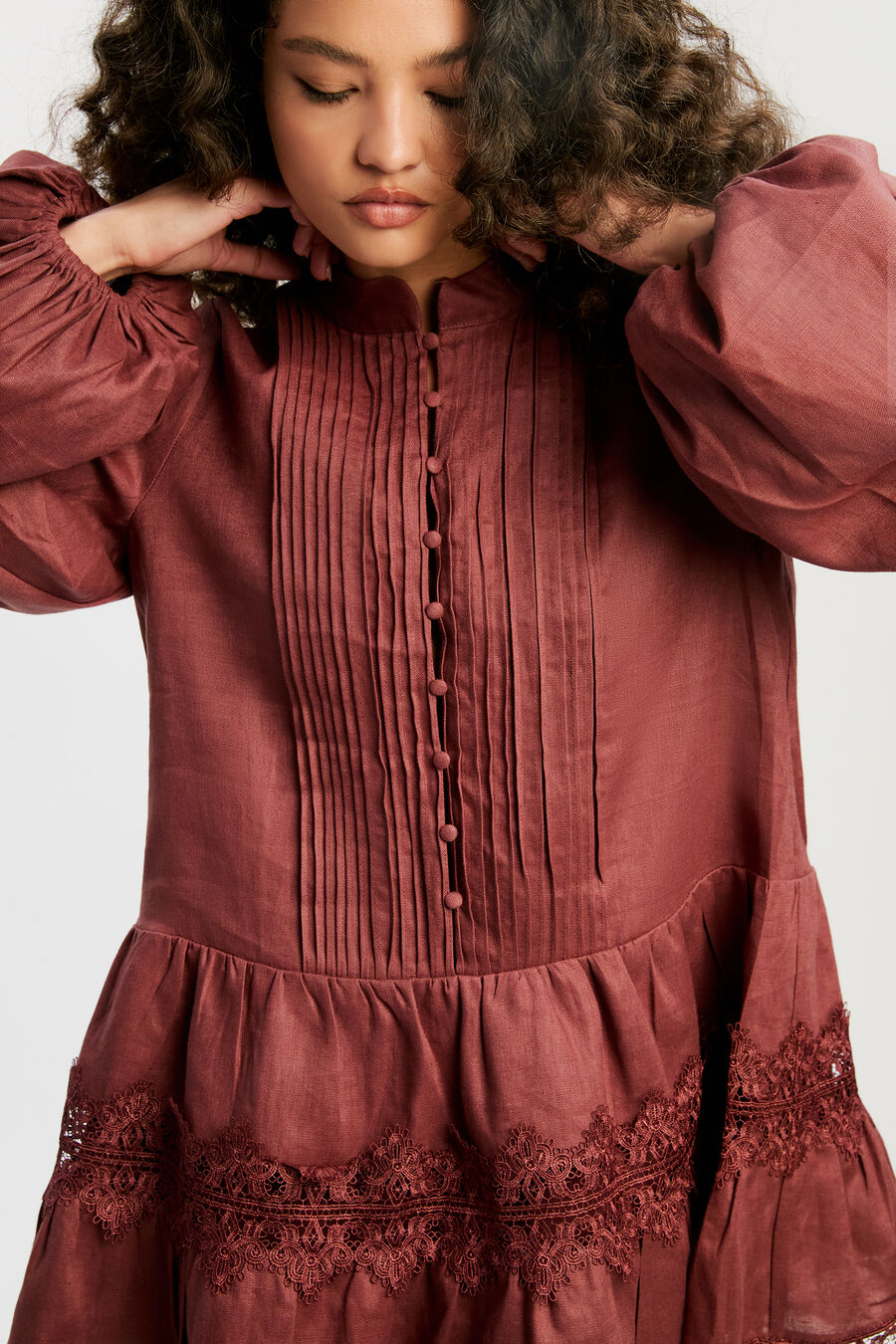 Antonia Lace Trim Mini Dress