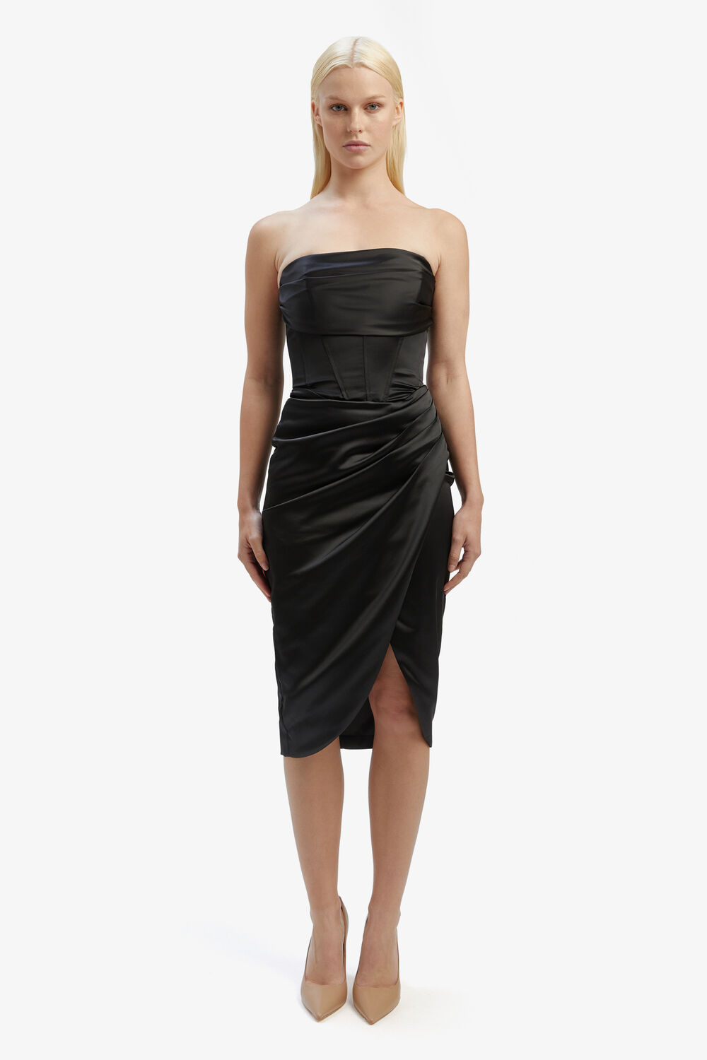 JAMILA CORSET DRESS in colour CAVIAR