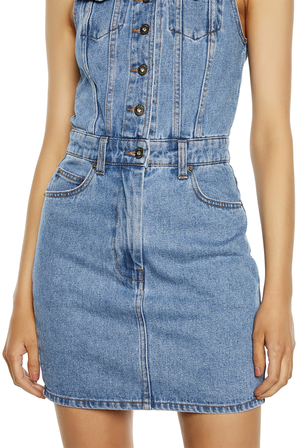 Daria Denim Dress in Vintage Bardot