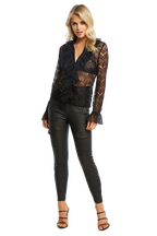 MEGHAN LACE BLOUSE in colour CAVIAR