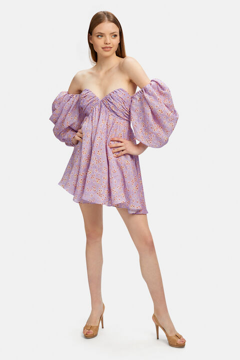 LANI FLORAL MINI DRESS in colour FAIR ORCHID