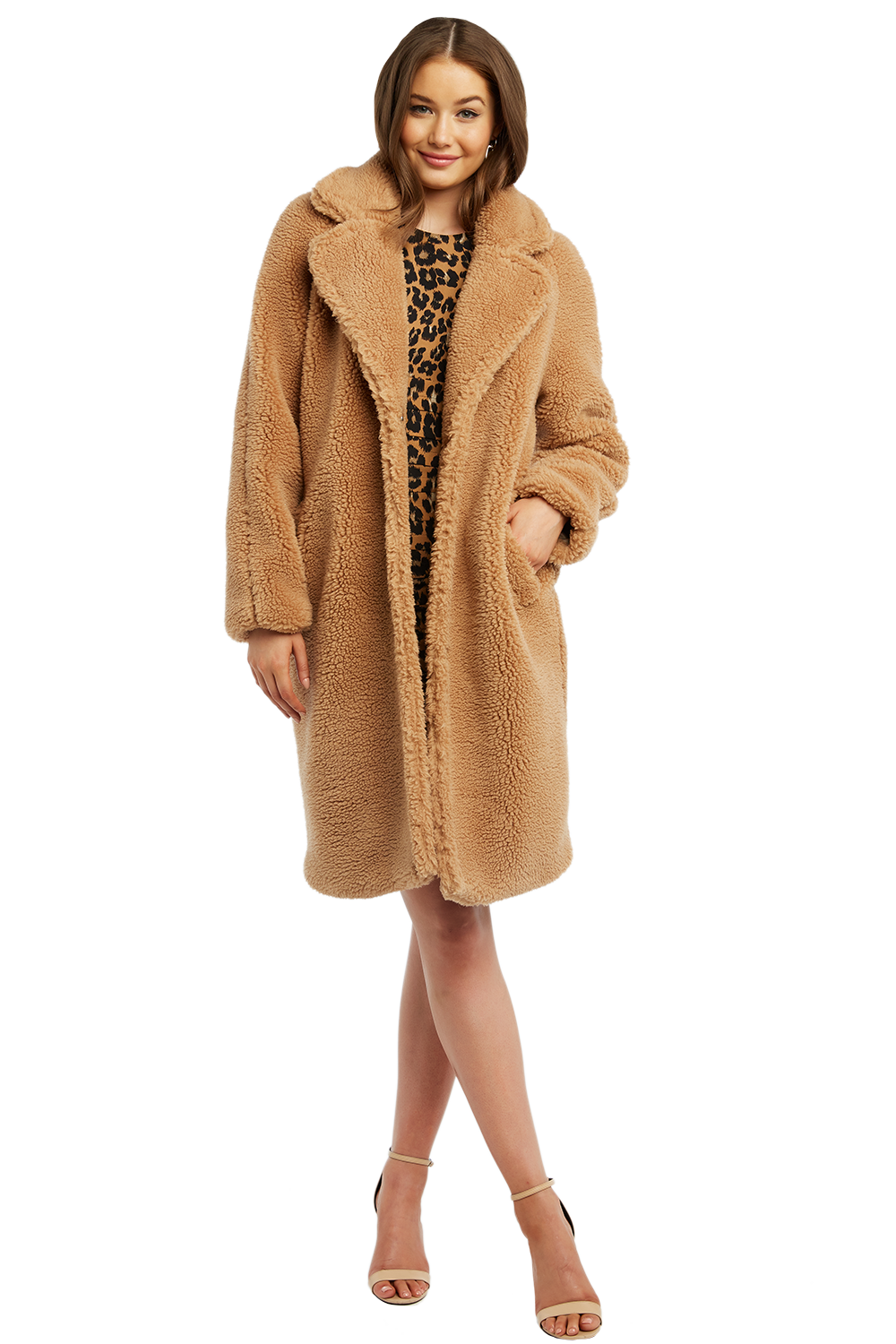 katie teddy fur long coat