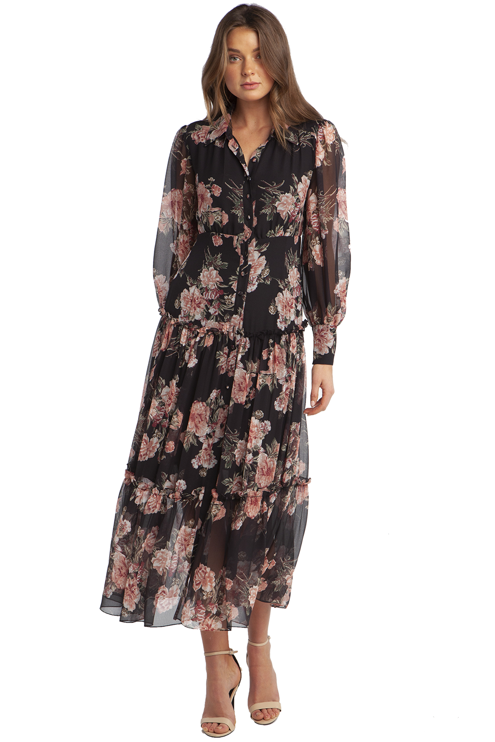 NAVY FLORAL DRESS in colour ESTATE BLUE