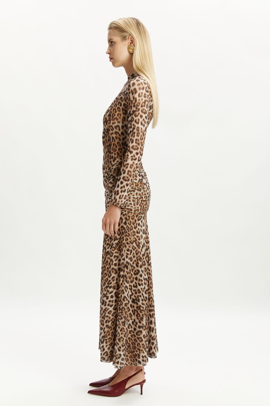 Lea Printed Mesh Midi Dress