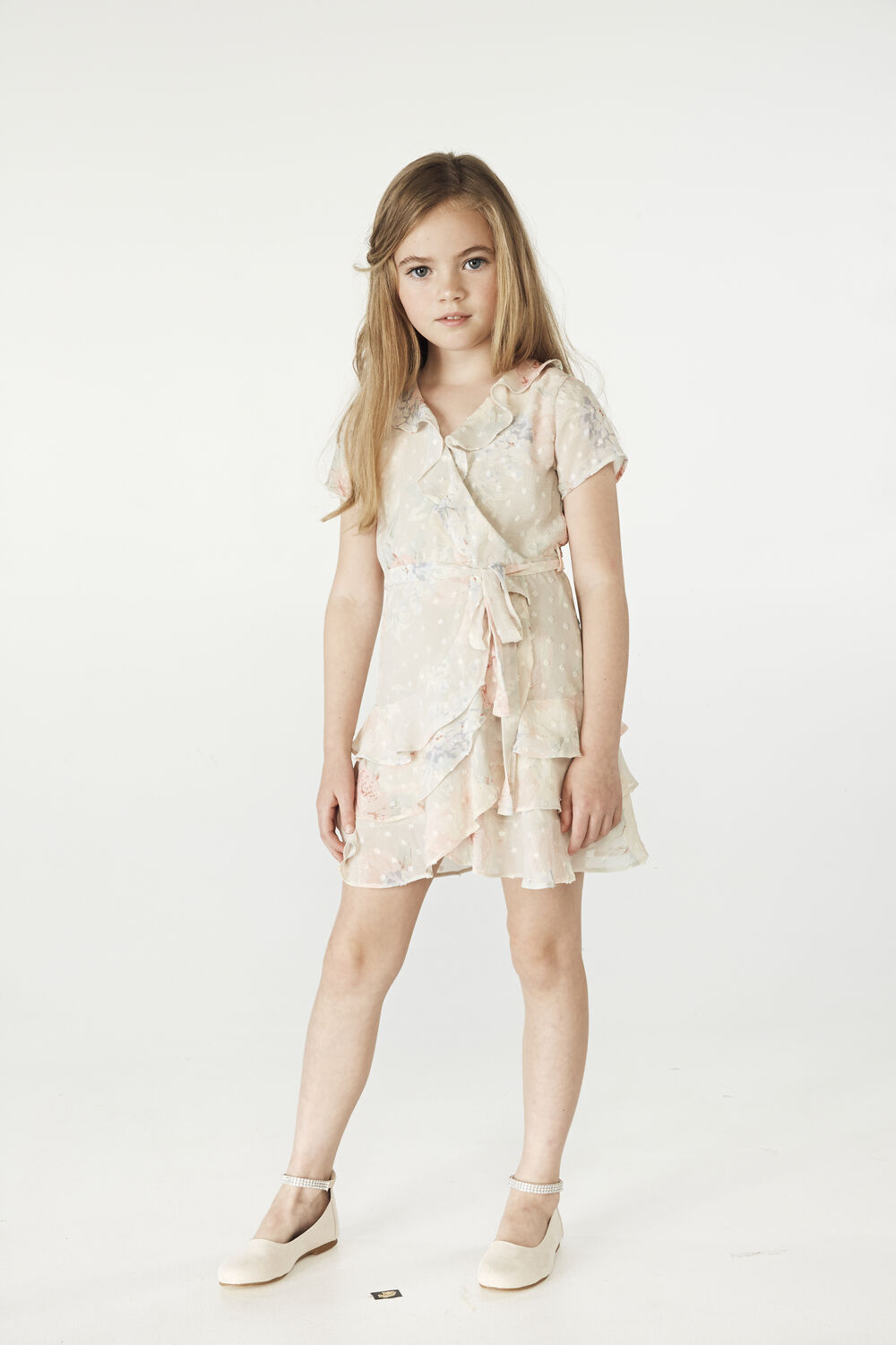 Tween Girl Luella Wrap Dress in Wall Flrl | Bardot Junior image.