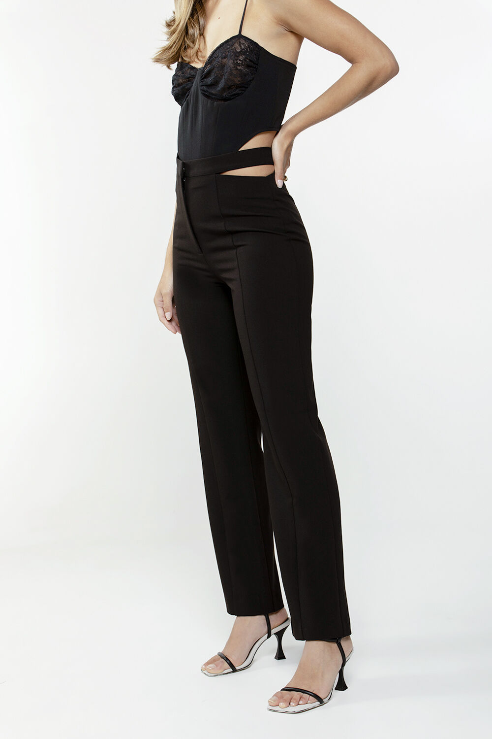 KYLIE CUT OUT PANT in colour CAVIAR