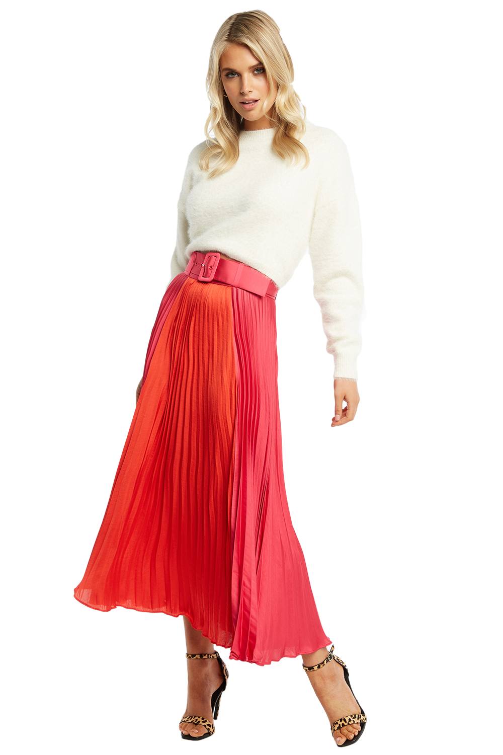 pink plaid skirt set