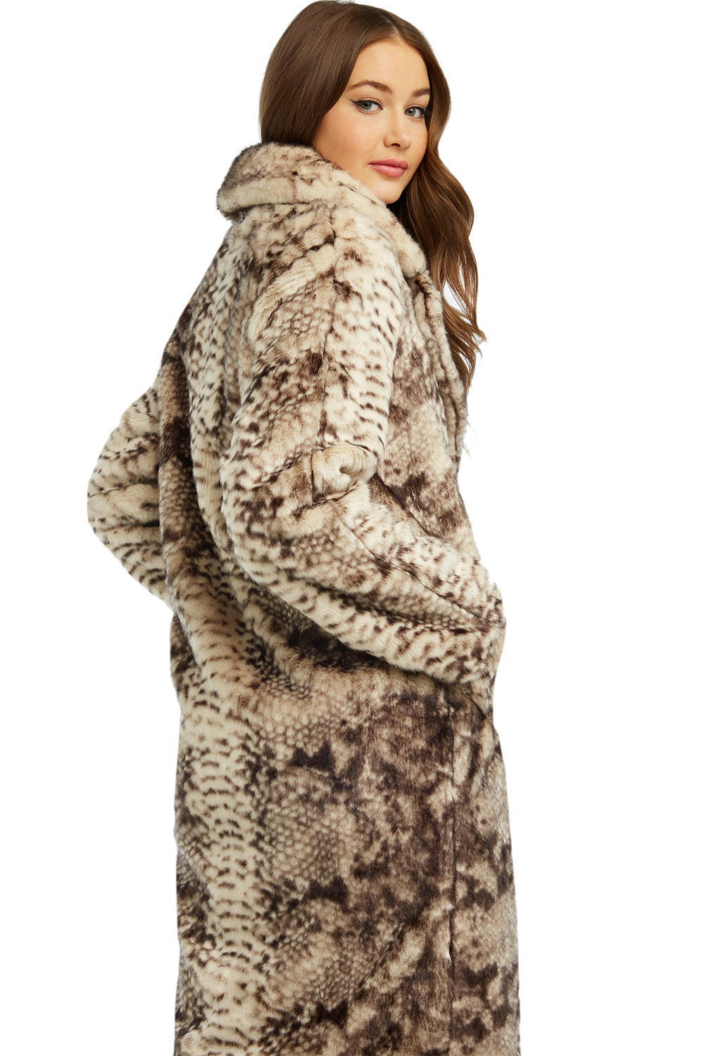 Faux Fur Snake Coat in Snke Print | Bardot