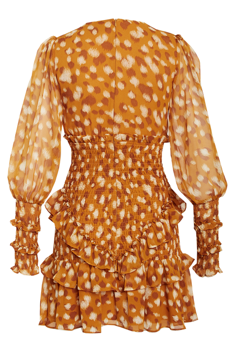 BAMBINA FRILL DRESS in colour GOLDEN OCHRE