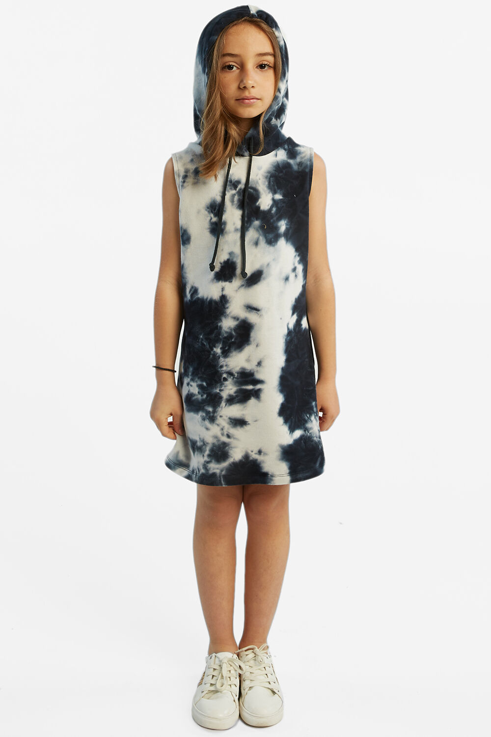 LEILA HOODED DRESS in colour INSIGNIA BLUE