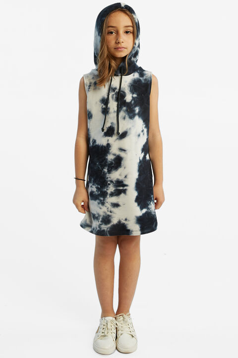 LEILA HOODED DRESS in colour INSIGNIA BLUE