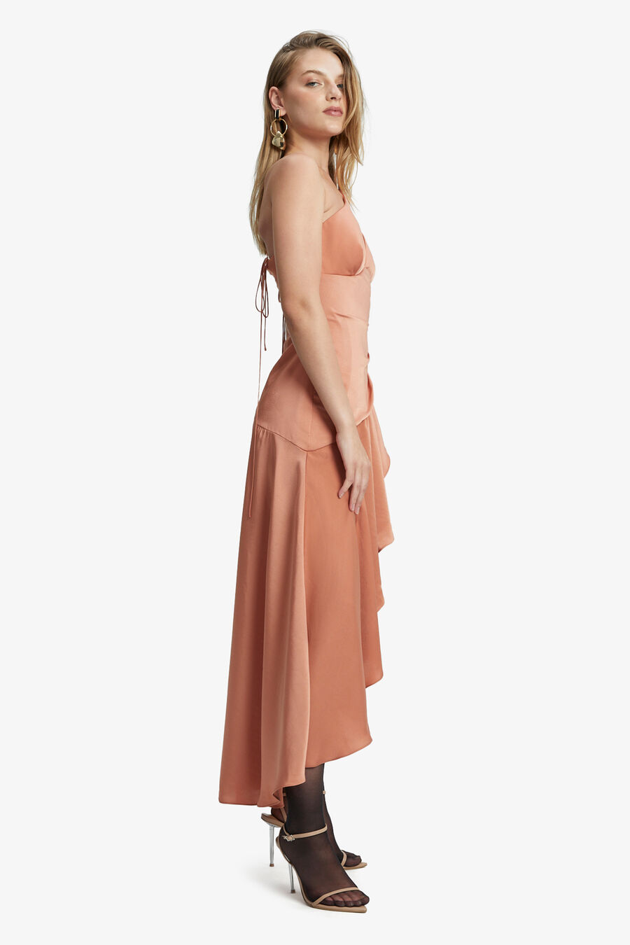 FAYE ONE SHOULDER MAXI DRESS in colour BURNT ROSE
