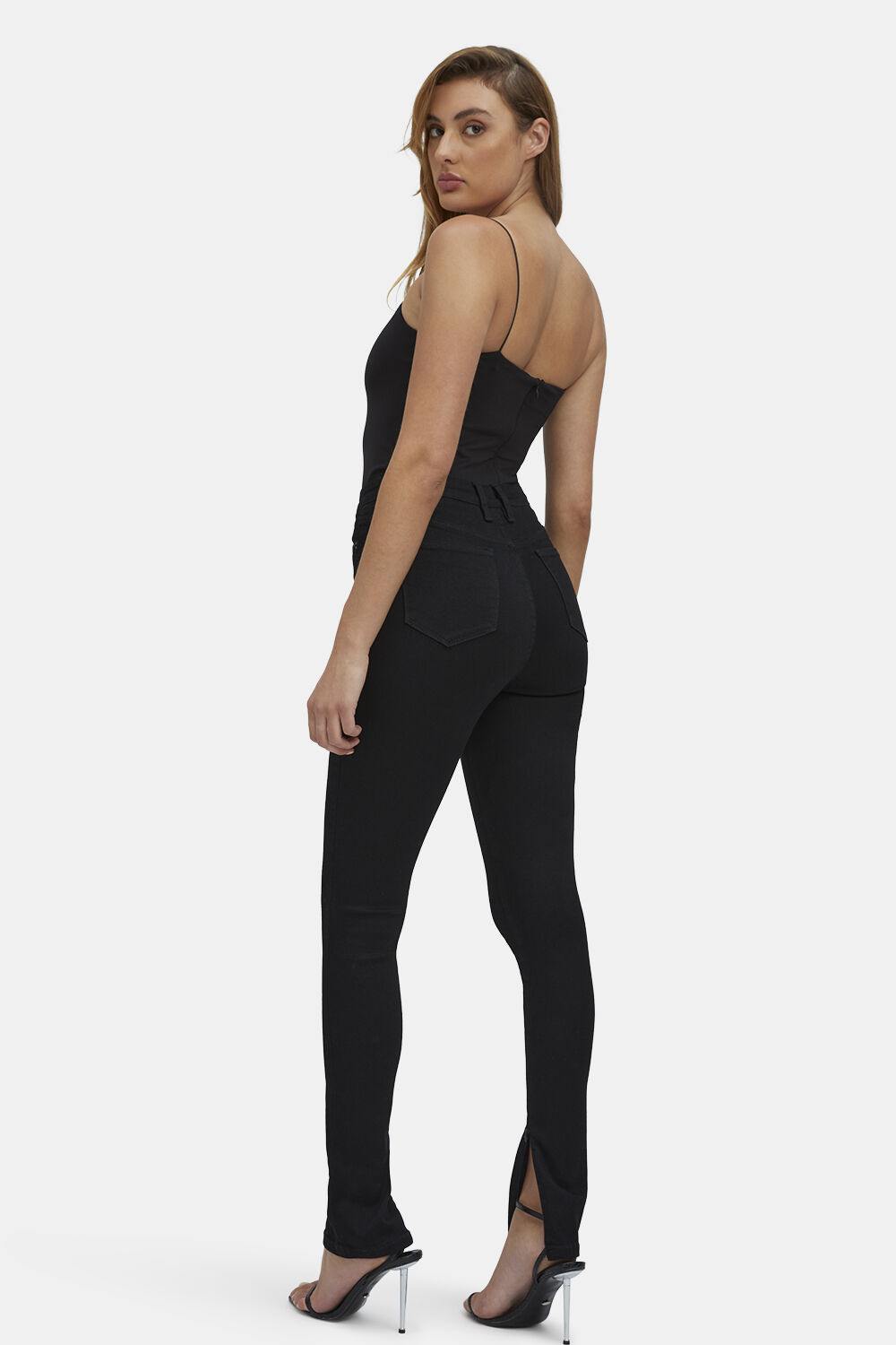 SPLIT HEM JEAN in colour CAVIAR
