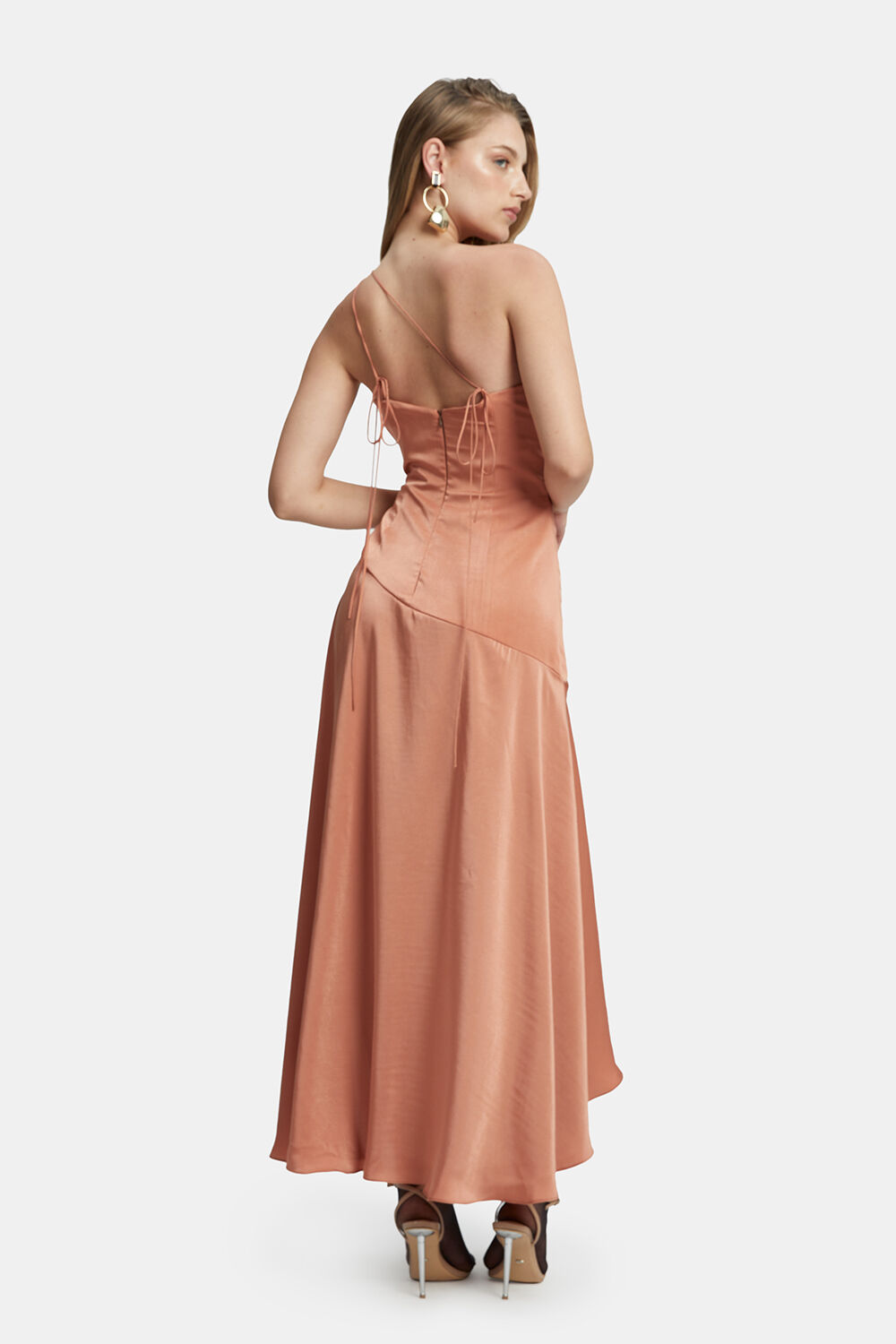 FAYE ONE SHOULDER MAXI DRESS in colour CORAL REEF