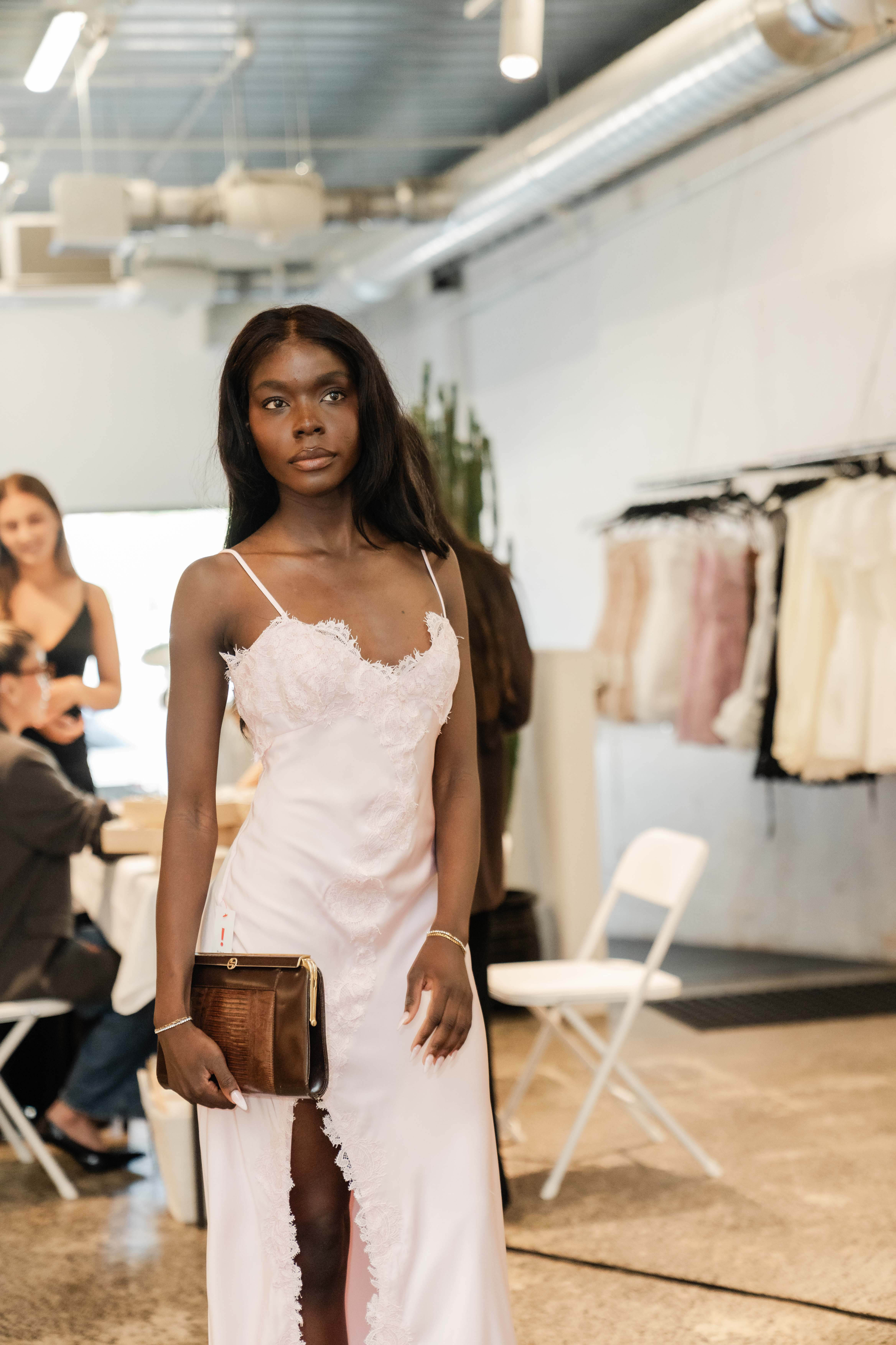 Alerie Lace Satin Maxi Dress In Petal Pink | Bardot