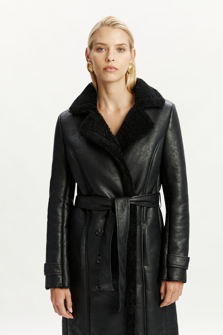 Vegan Leather Shirling Coat