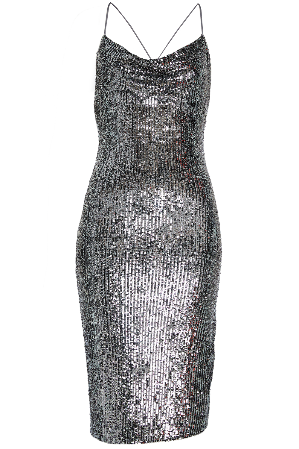 SEQUIN SLIP DRESS in colour GLACIER GRAY