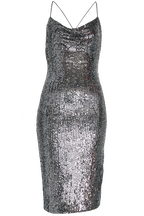 SEQUIN SLIP DRESS in colour GLACIER GRAY