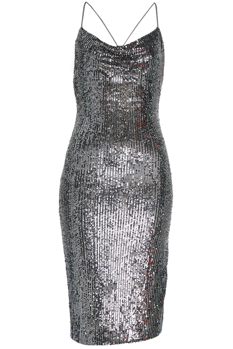 SEQUIN SLIP DRESS in colour GLACIER GRAY