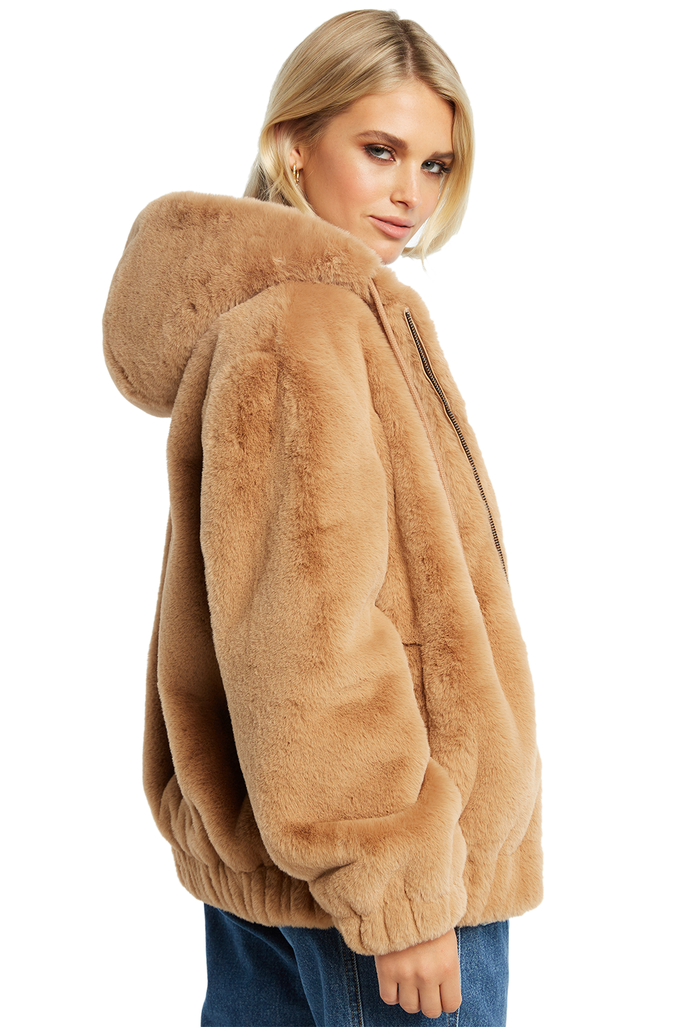 Bella Zip Faux Fur Jacket Ladies Clothing & Jackets & Coats Bardot