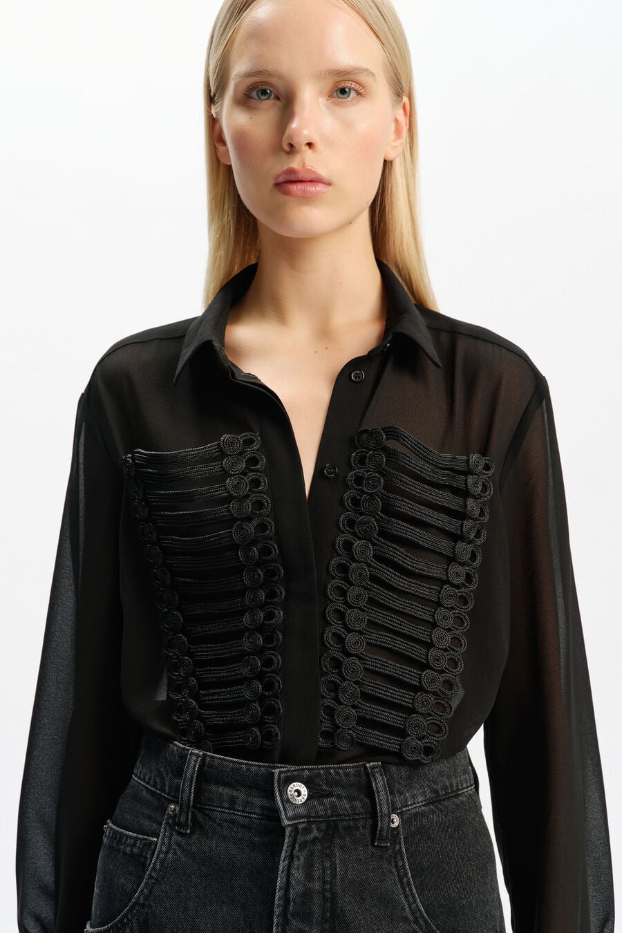 Evita Trim Detail Sheer Shirt