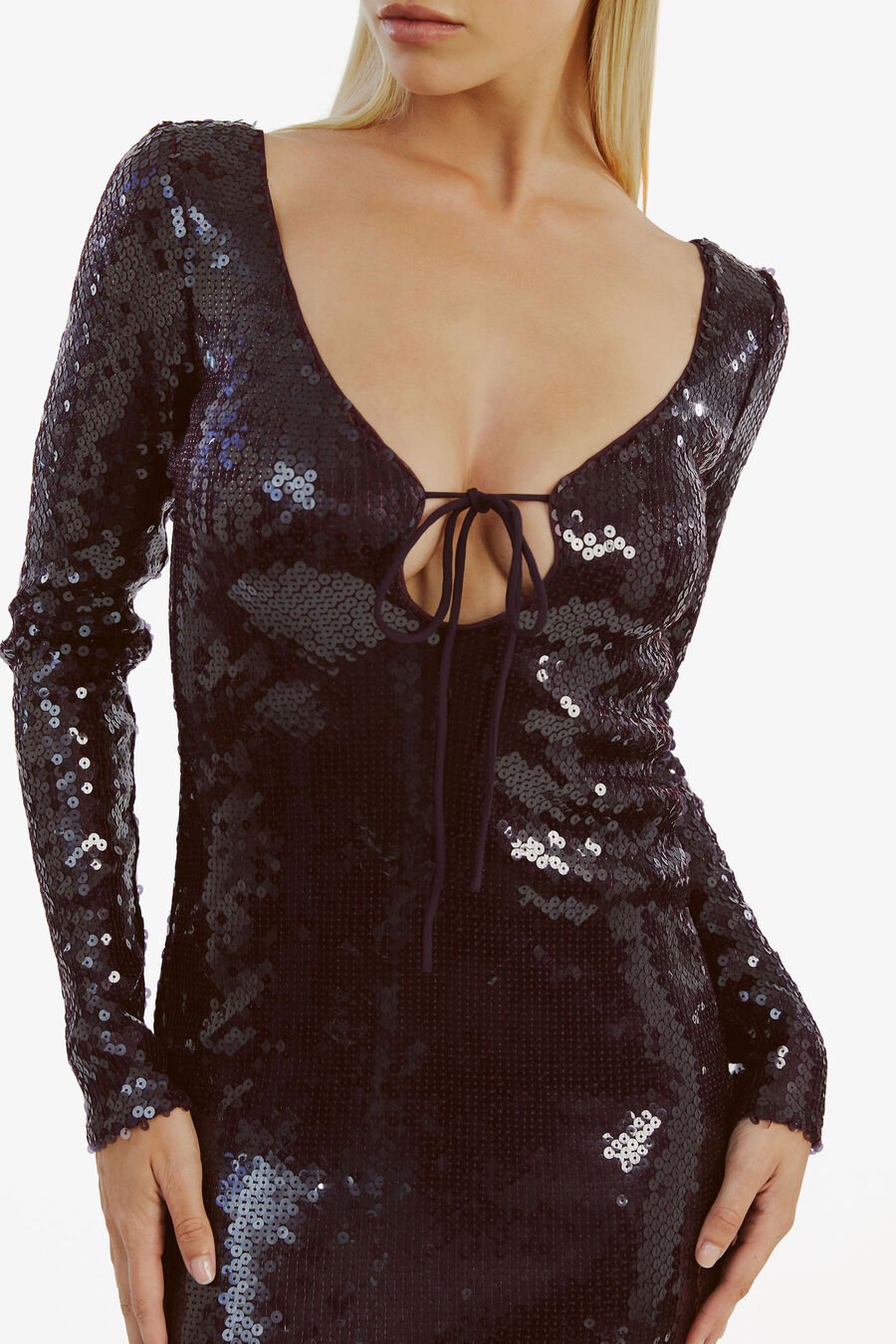 VERONA SEQUIN MAXI DRESS in colour PURPLE