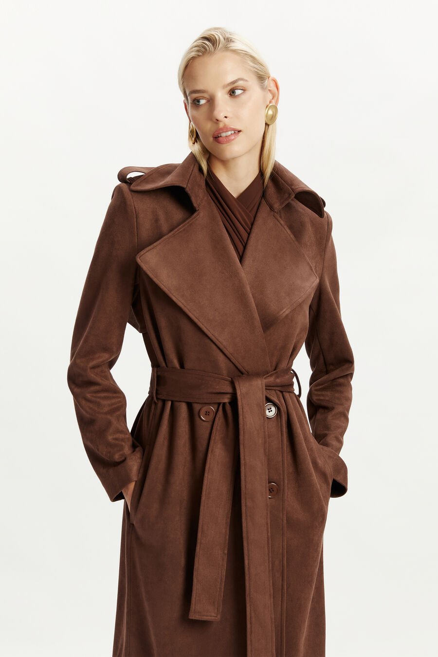 Kira Vegan Suede Trench Coat