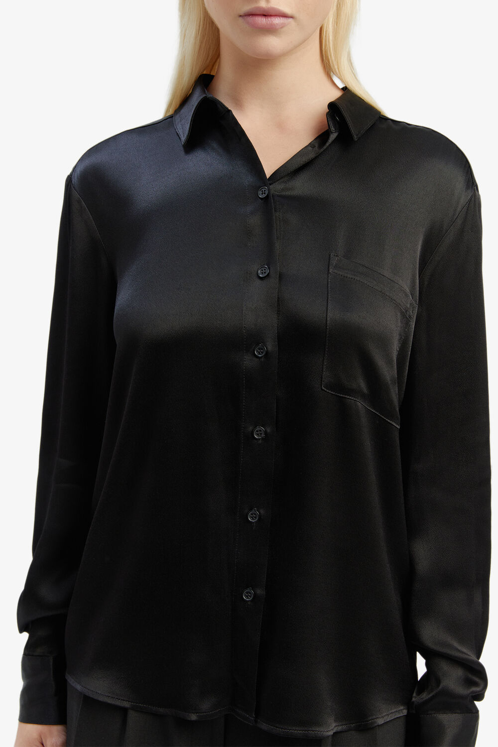 SATIN COLLAR SHIRT in colour CAVIAR