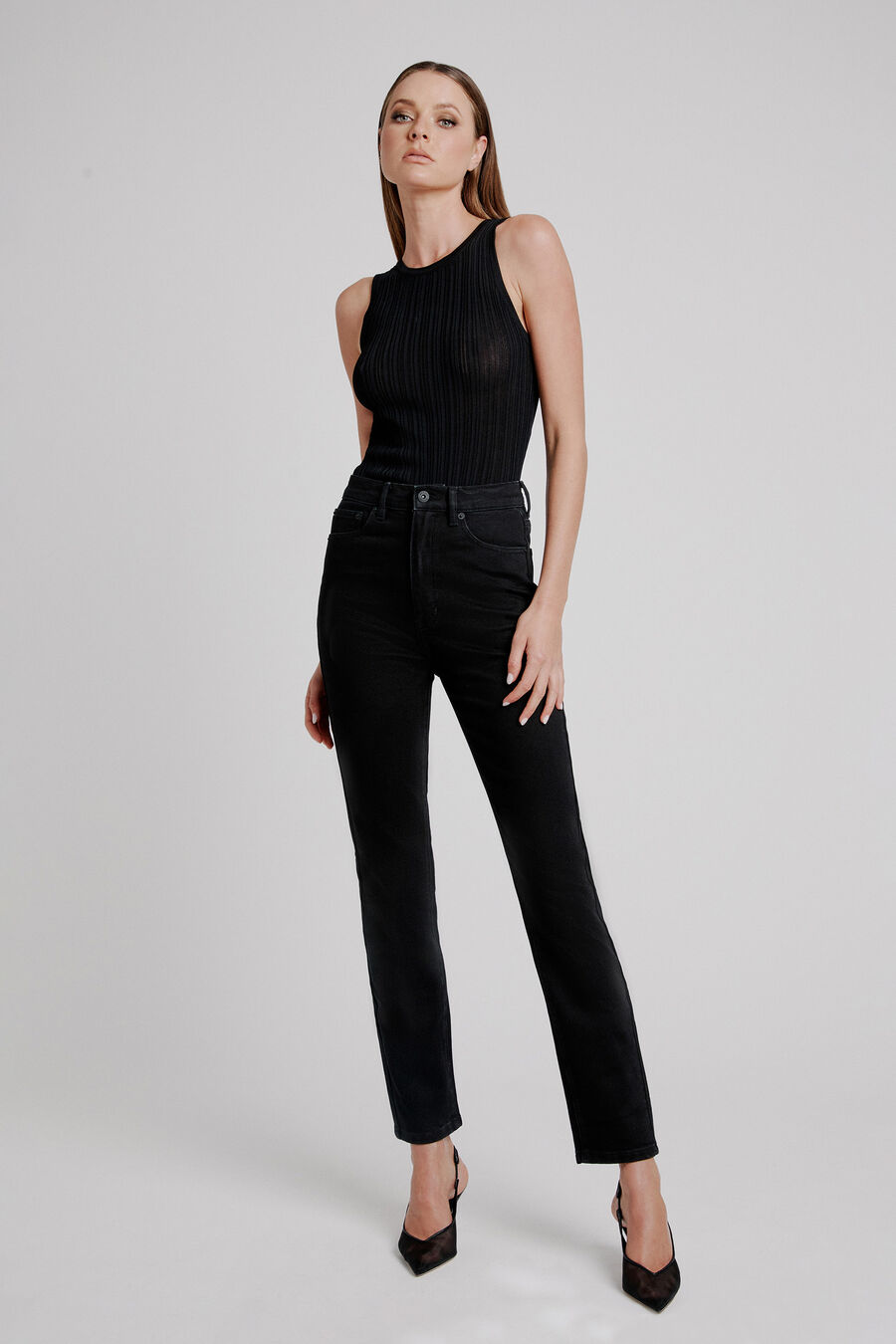 HEIDI STRAIGHT FULL LEG in colour BLACK