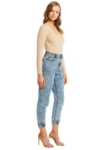 BUTTON UP RIB BODYSUIT in colour MOONLIGHT