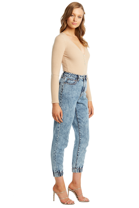 BUTTON UP RIB BODYSUIT in colour MOONLIGHT