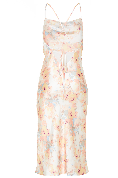 FLORAL SLIP DRESS in colour VANILLA CUSTARD