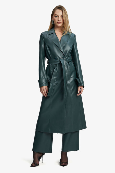 VEGAN LEATHER TRENCH COAT in colour JASPER