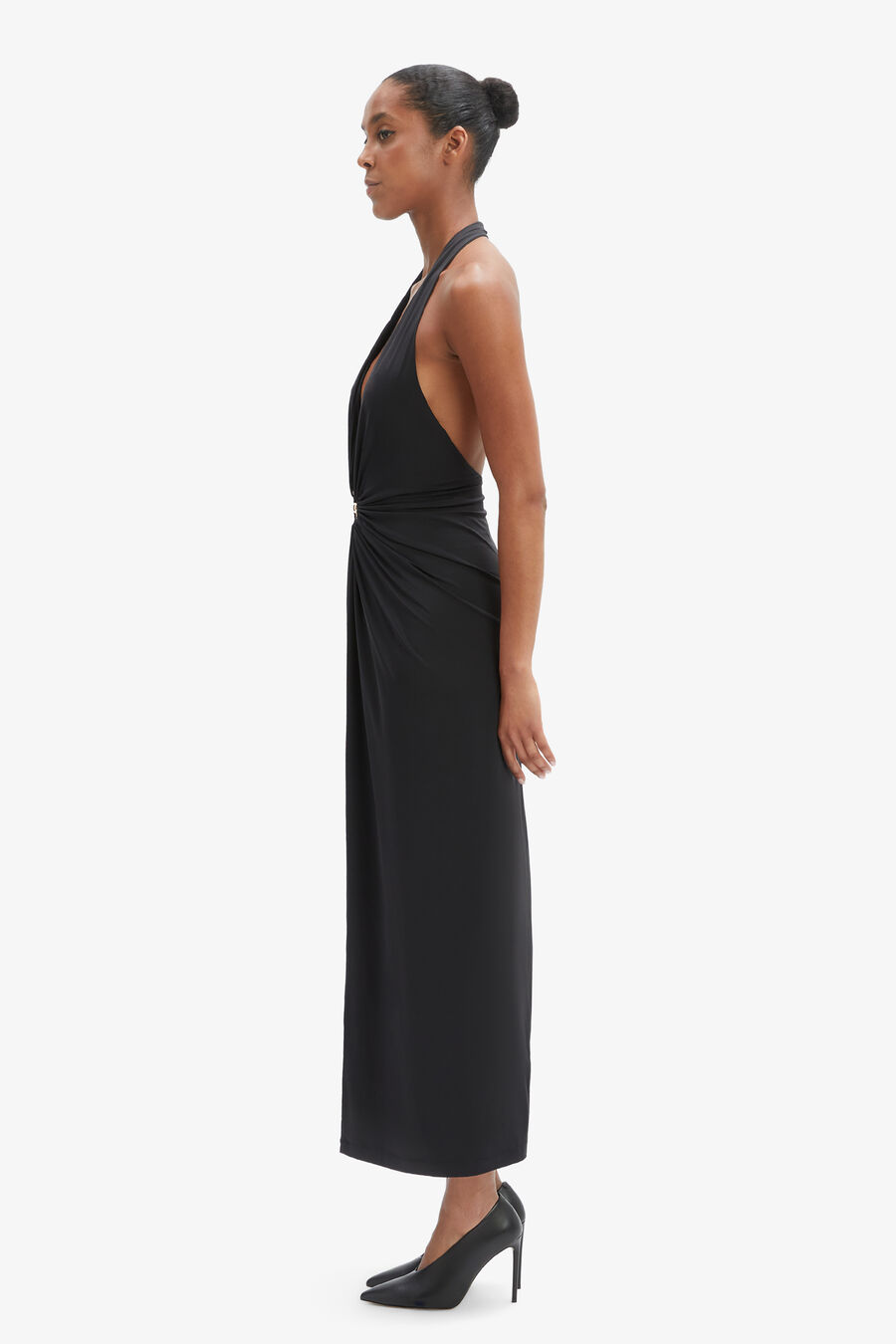 ALMA PLUNGING MIDI DRESS in colour BLACK