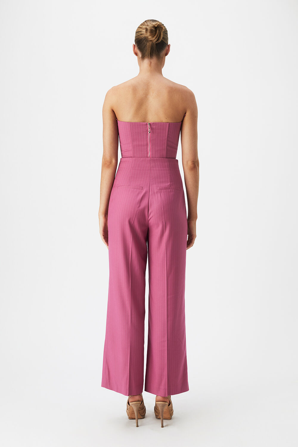 HIGH WAIST PIN STRIPE PANT in colour WILD ORCHID