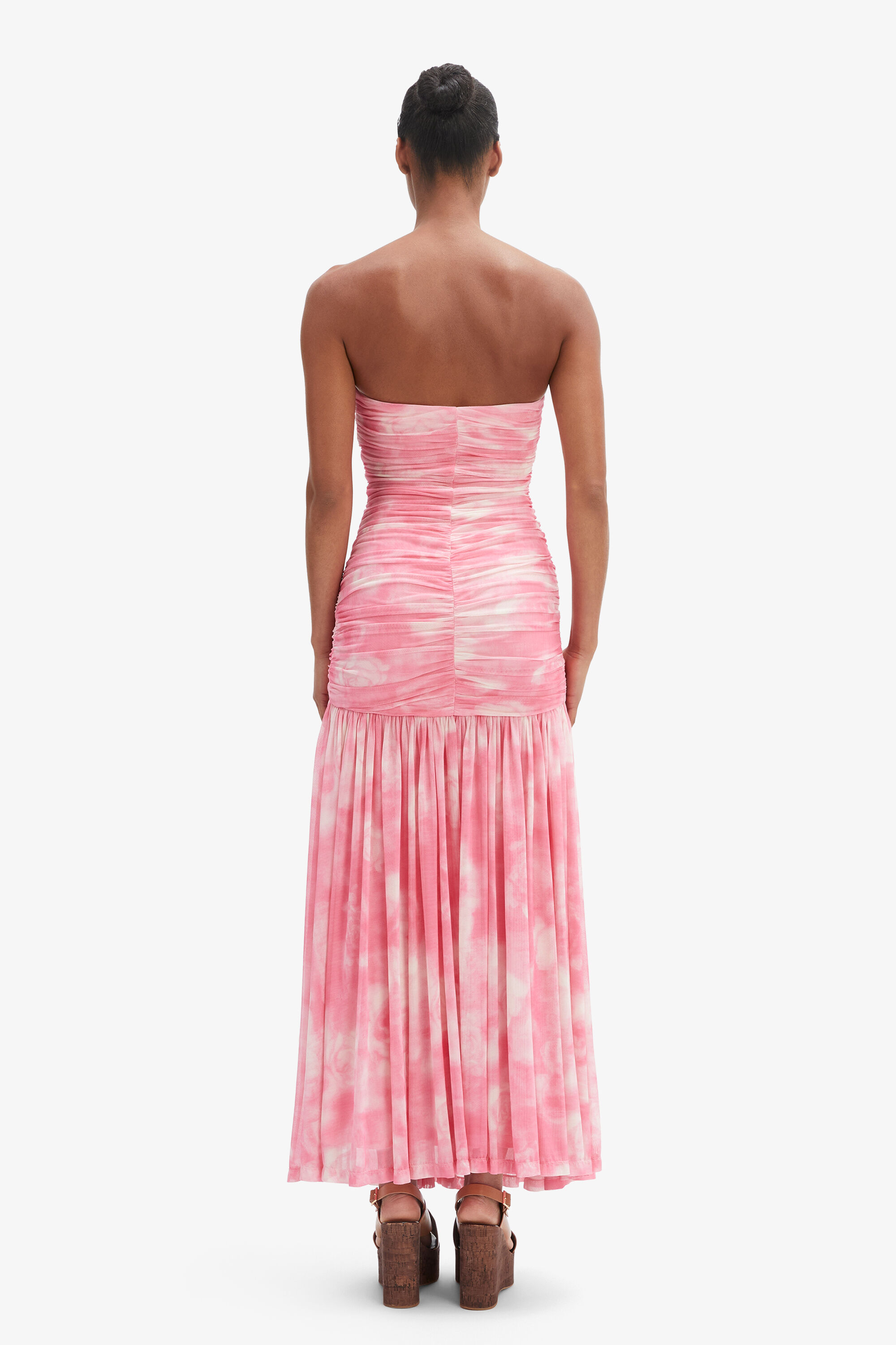 chinese dress ladies Mauve Floral Printed Mesh Overlay Maternity Maxi Dress main image 0