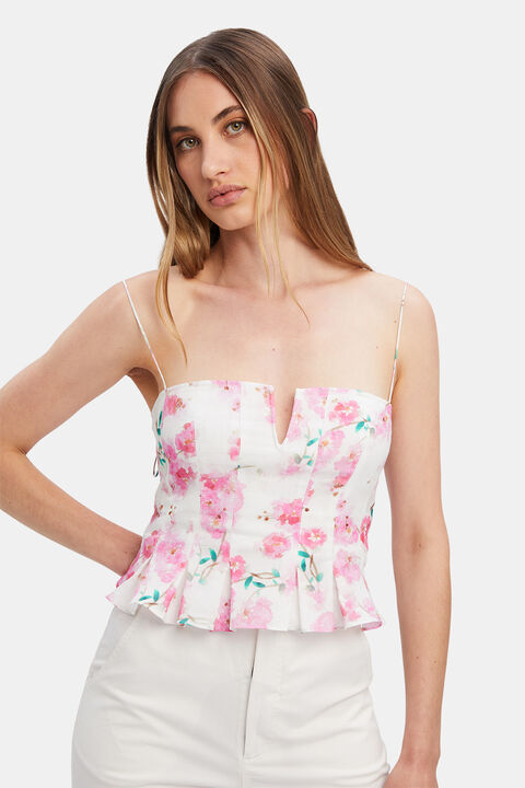 MICAELA FLORAL TOP in colour ROSEWATER