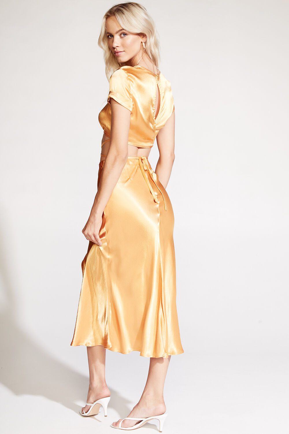 MIDI SLIP SKIRT in colour JAFFA ORANGE