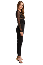 WAVE MESH BODYSUIT in colour CAVIAR