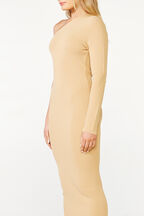 ONE SHOULDER KNIT DRESS in colour TAN