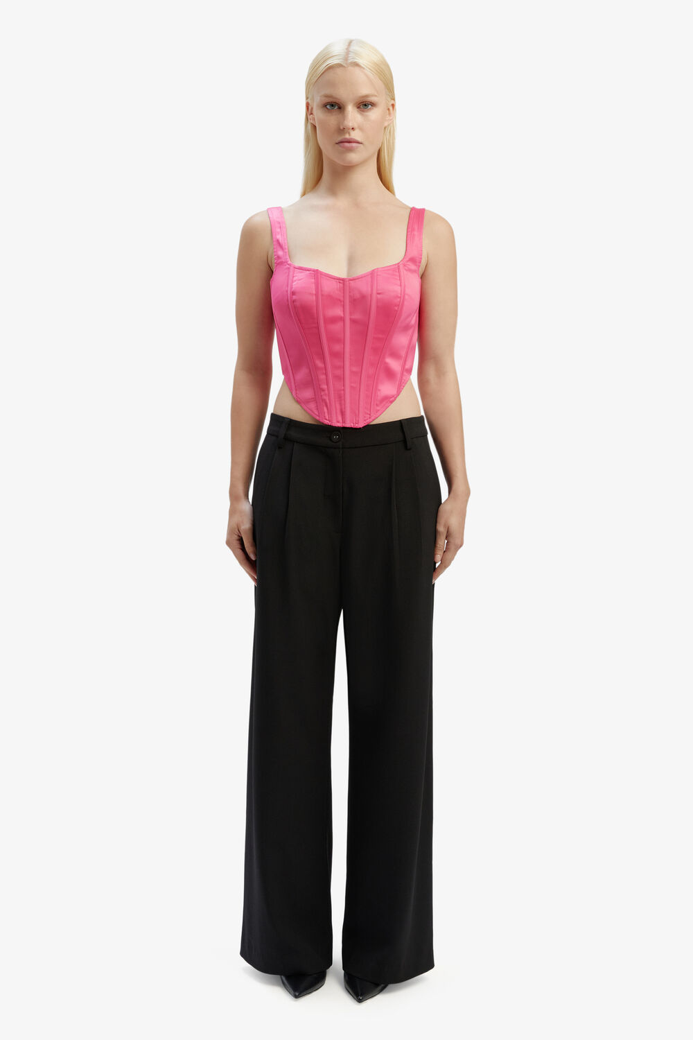 SATIN CORSET BUSTIER in colour HOT PINK