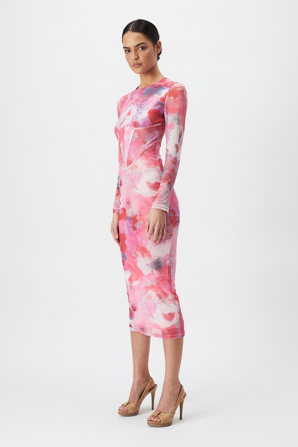 LENA MESH MIDI DRESS in colour MARITIME BLUE