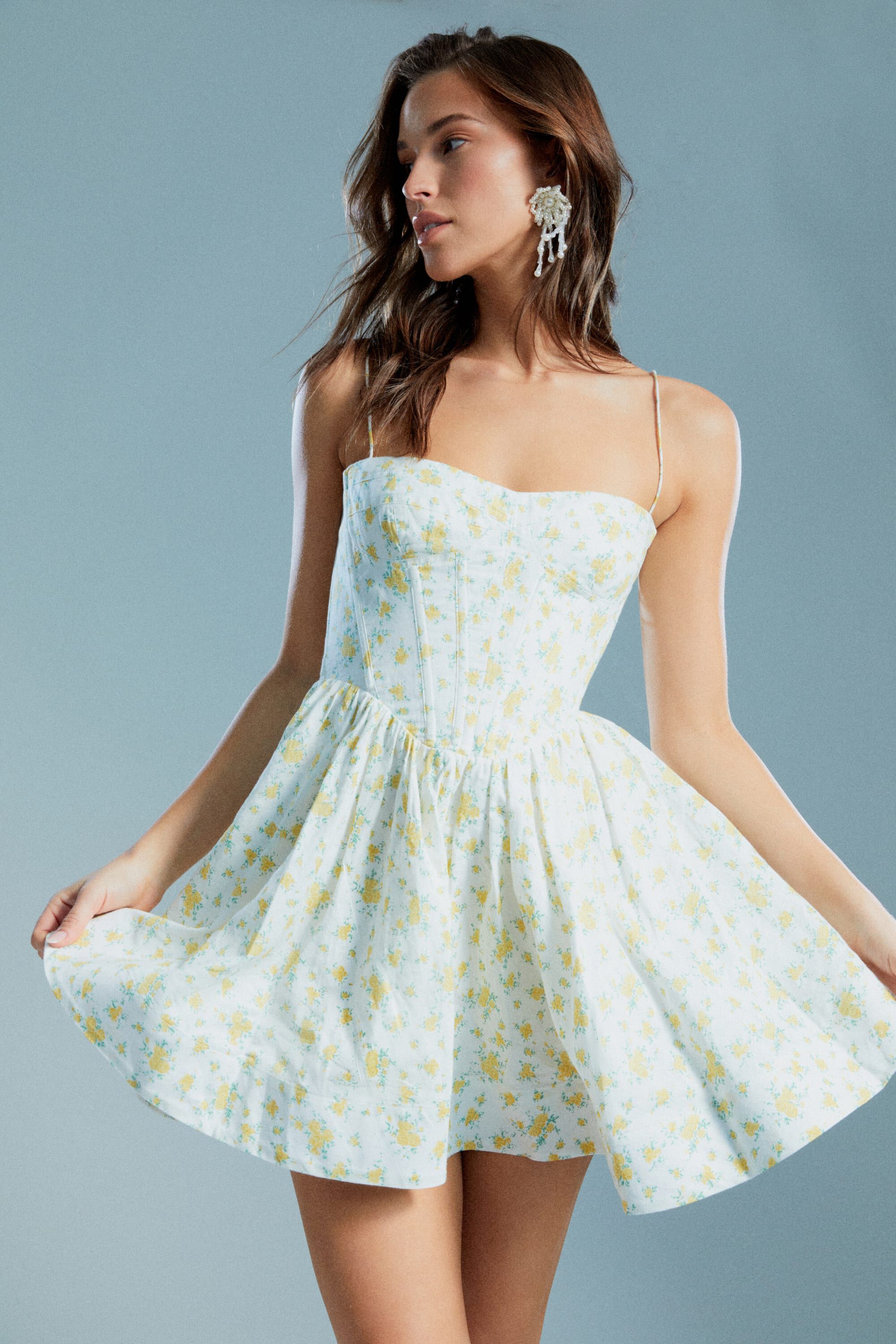 Yellow floral bardot new arrivals dress
