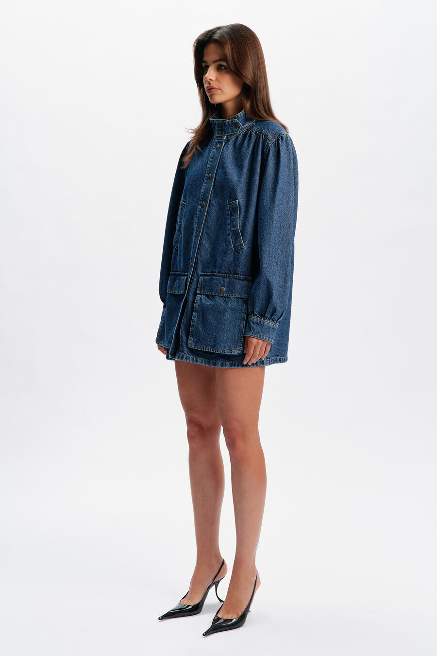 030 Denim Oversized Mini Dress