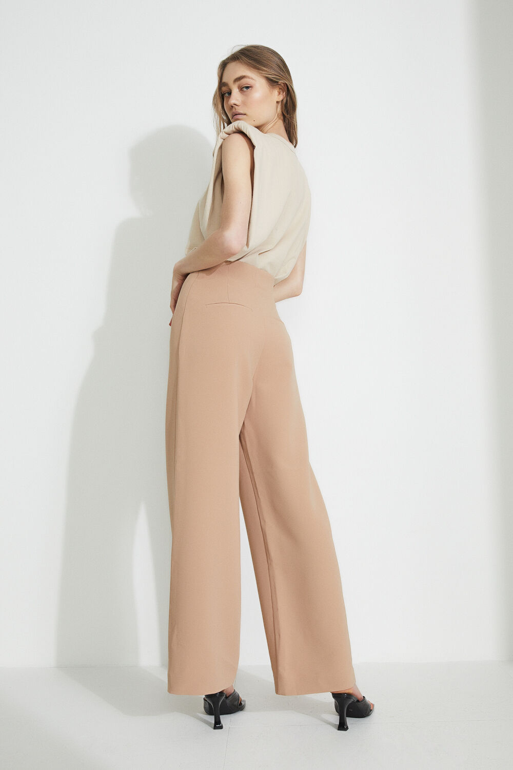 The High Waist Pant in Beige | Bardot